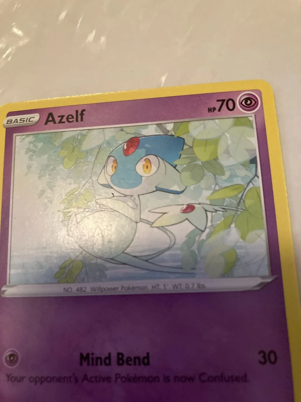Pokemon Azelf Psychic Trading Card - Yellow Border, Purple Artwork